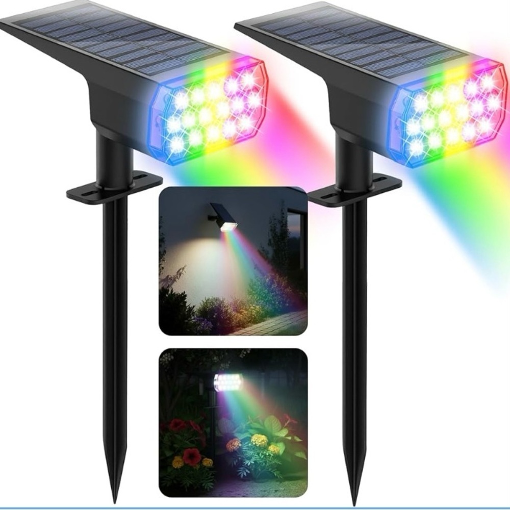 NEW - Solar Lights Outdoor Waterproof, LED Solar Spot Lights Outdoor, 7 Color
